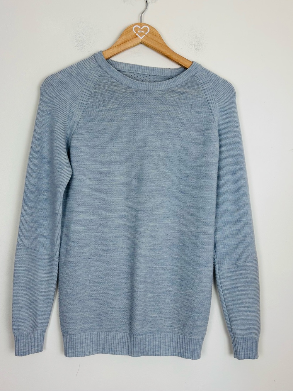 Lululemon Simply Wool Heathered Dusty Blue Starlight Perforated Sweater